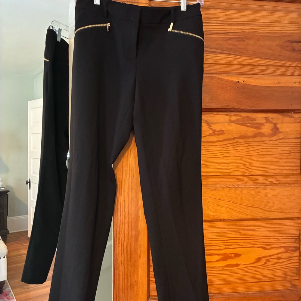 Calvin Klein Black Trousers with Gold Zip Accents